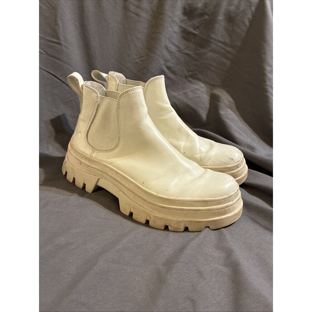 Koio Verona Clog Italian Leather Lug Sole Boots White Womens sz 38/7.5